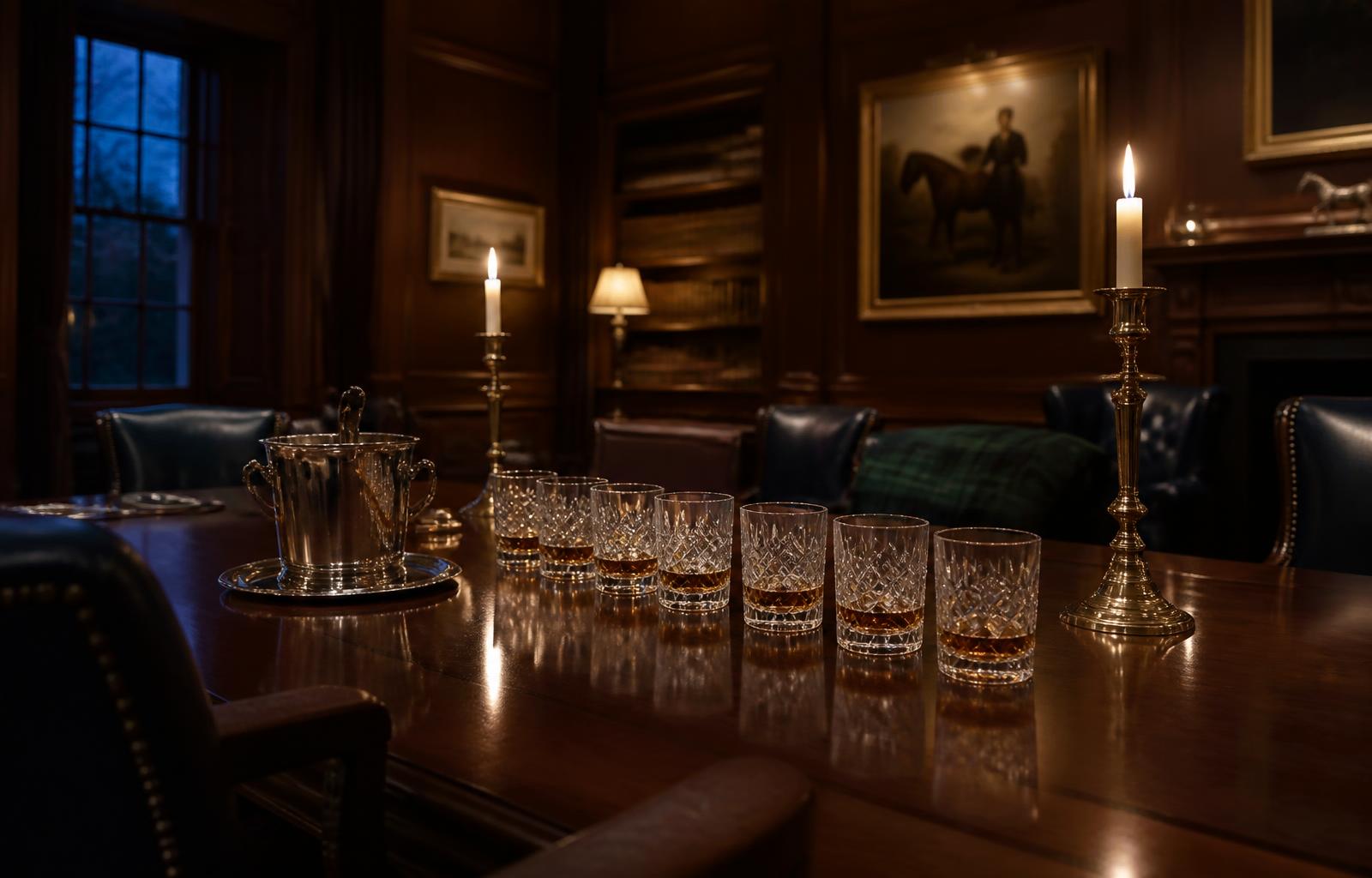 A candlelit private dining table dressed for a Bosley evening